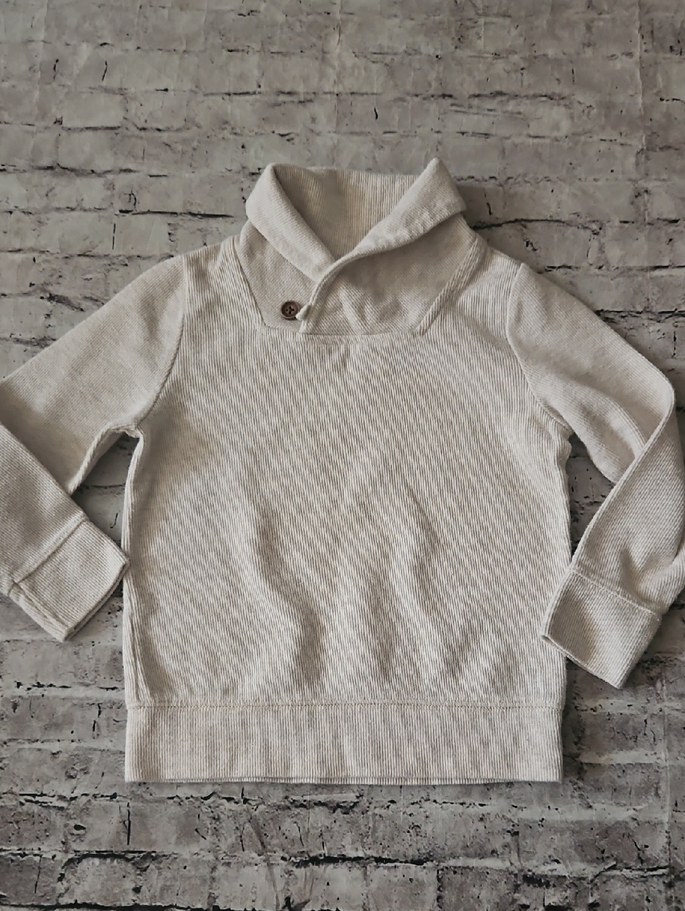 Old Navy Boys Cream Knit Shawl Collar Sweatshirt Size 4t